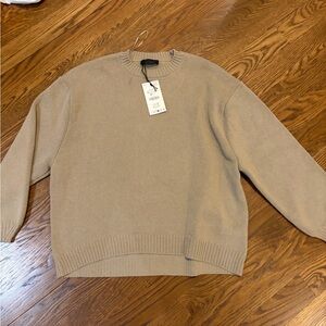 Zara Women's Crewneck Oversized Sweater in Beige